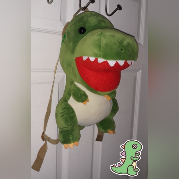 Yuruyuru Saurus Green Dinosaur T-Rex Plush Backpack 14" Adjustable Straps *Rwar* - Picture 2 of 8